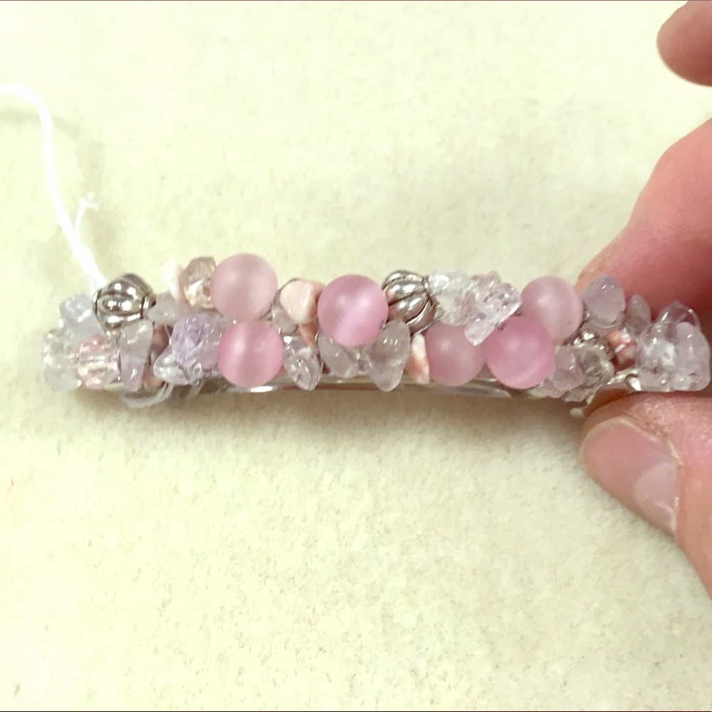 Barrette, handmade pink tiger eye